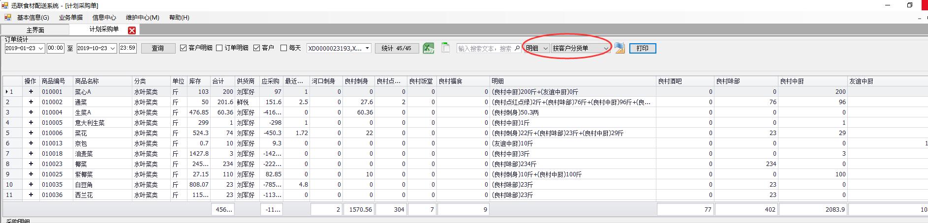 按客户分货单/按客户分拣单
